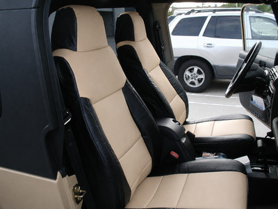 for 2003~2006 Jeep Wrangler seat covers - TJ Sahara S.leather BLACK/BEIGE