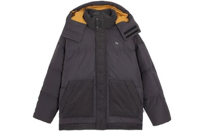 PUMA Mmq Puff Down Jacket Color Block Casual Hooded Long Sleeve Down Coat