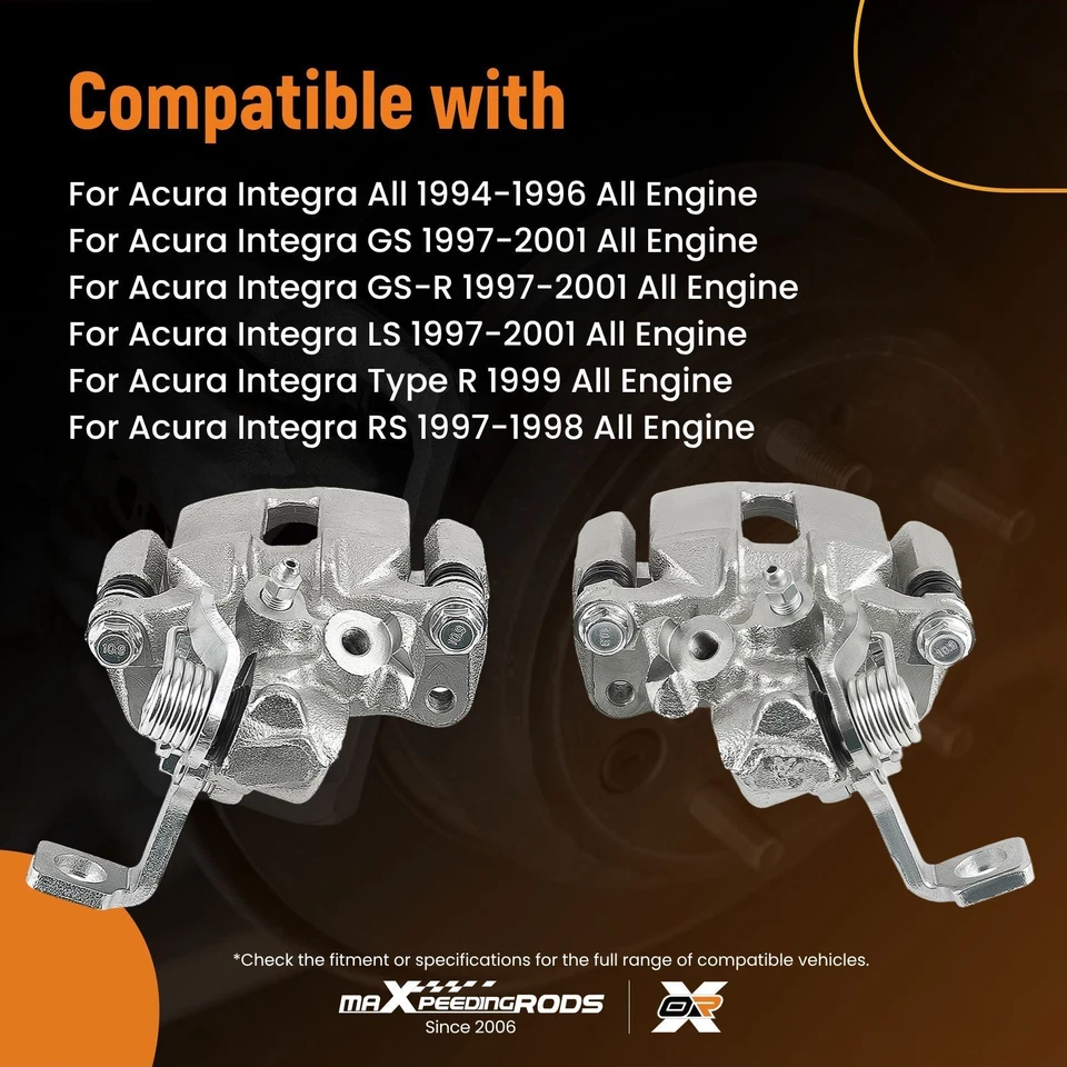2x Pinzas de freno traseras izquierda y derecha para Acura Integra 94-01 Honda Civic del Sol Foto 3 de 4