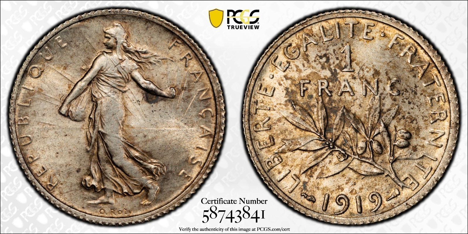 France 1919 1 Franc Gad-467 F-217 PCGS MS 64