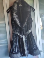 top modische Webpelz-Weste/Jacke mit Gürtel Miss Charm Paris M/L/XL 38/40/42