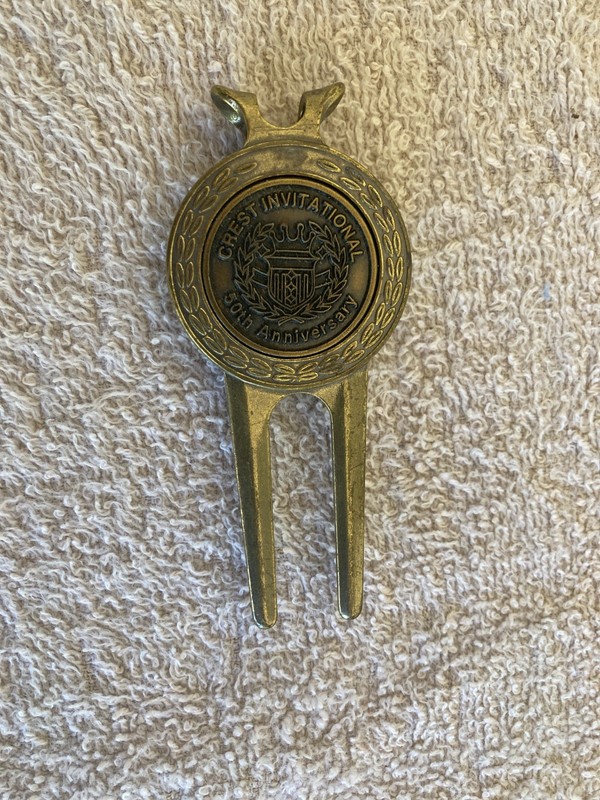 Vintage Brass Crest Invitational 50TH anniversary divot tool money clip