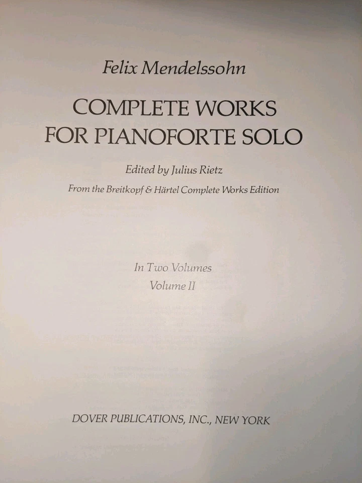 Felix Mendelssohn Complete Works For Pianoforte Solo In Two Volumes Vol II Dover - Image 3 of 4