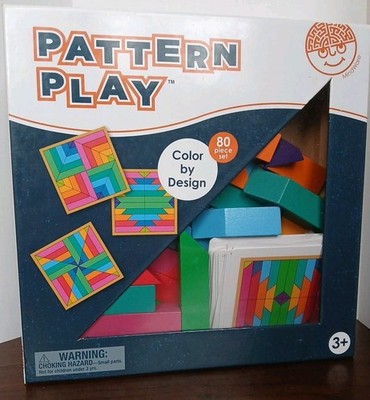 Pattern Play Block Set COMPLETE Mindware 2020 Wooden Colors Shapes Preschool