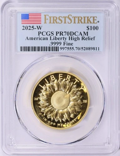 2025-W $100 High Relief Gold Liberty SUNFLOWER PCGS PR70DCAM FIRST STRIKE / OGP!