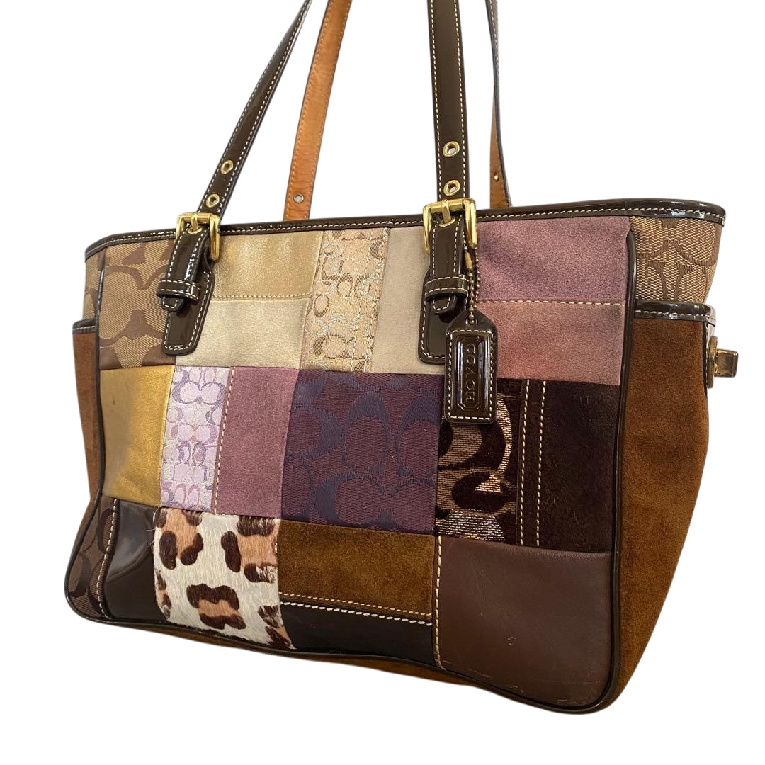 COACH Patchwork Leopard Handbag Multicolor Canvas… - image 2