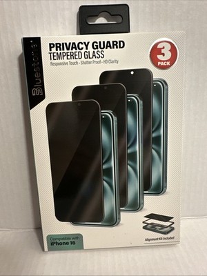 iPhone 16 Tempered Glass Screen Protector 3 Pack by Bluestone New Sealed