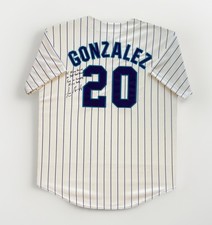 LUIS GONZALEZ⚾Autograph signed home jersey Russell sewn patch size Large