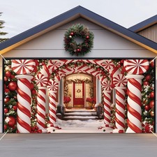 7x16ft Christmas Garage Door Banner Candyland Garage Door Covers Large Candy ...