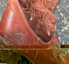 vtg Zodiac 7.5 Red Rust Brick Suede Leather Boots Western Cowboy Metal Tip Toe — photo 6