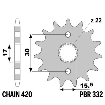 HONDA CR R 85 2003-2008 vorne ritzel PBR Tonhöhe 420 15 Zähne
