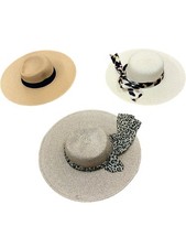 3 x Women's Wide Brim Sun Hat with Ribbon Tie Packable Summer Style