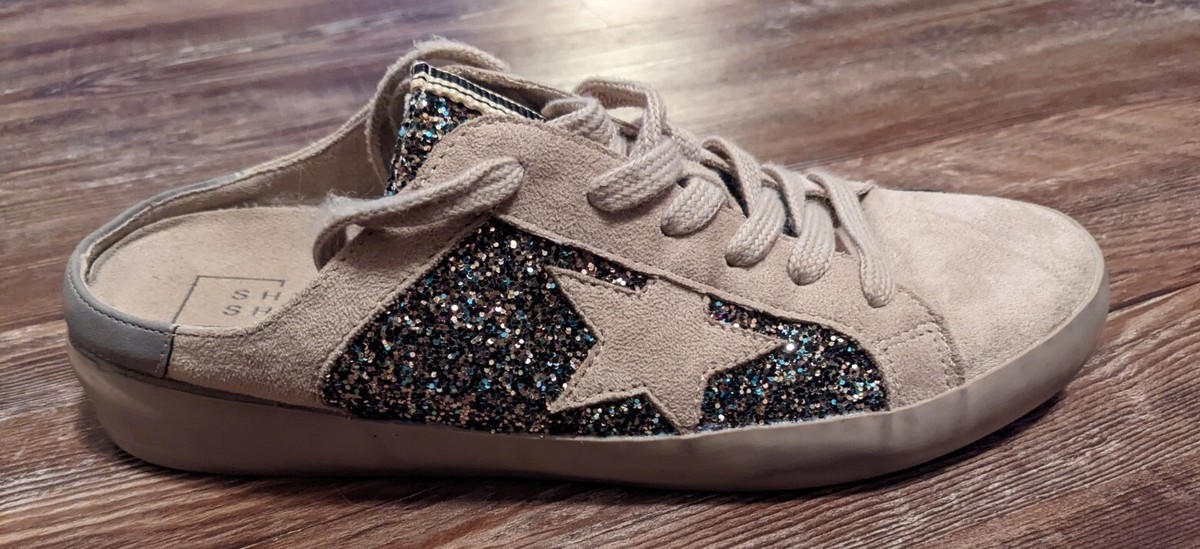 Shu Shop Philippa Silhouette Sneakers glitter slides womens size 9