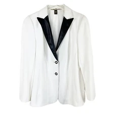 Basler White Long Sleeve Lined Blazer Jacket Coat Womens