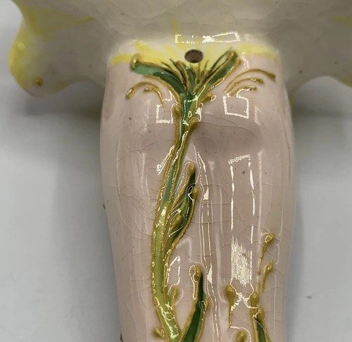 Art Nouveau Porcelain Wall Pocket Set Of 3 Flower Lady Legs Artist Signed MD.N. - Picture 10 of 20