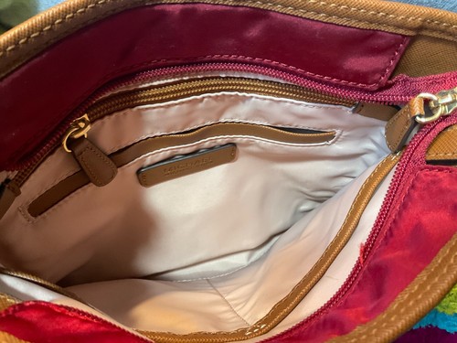 Michael Kors Wine/Red NylonJet Set Brown Leather Trim Zip Shoulder BagCrossbody - Picture 8 of 12