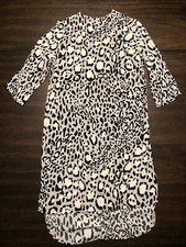 TOPSHOP Animal Print Black/Gray Hi Low 3/4 Sleeve Casual Dress Size US 2/UK 6