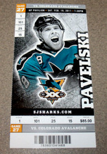 San Jose Sharks 2/19/2011 Full Ticket Antti Niemi ShO Setoguchi ONLY Hat Trick