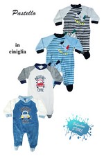 Tutine neonati ciniglia prima nascita intera per corredino PASTELLO 