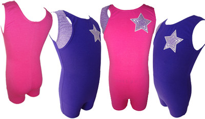 TALENT TALE  GIRLS DANCE/ GYMNASTIC Heather Block Star Applique Tank Biketard 