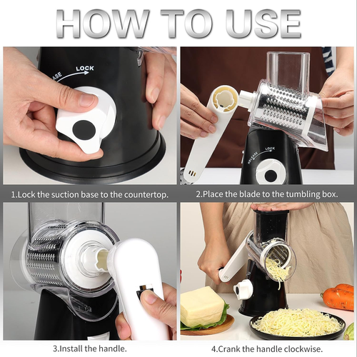 Rotary Cheese Grater Hand Crank Cheese Shredder for Fresh Cheese, Vegetable, Nut - Picture 8 of 12