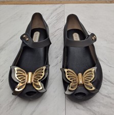 Mini Melissa Ultra Girl Butterfly Black Mary Jane Flats Sz 7 C