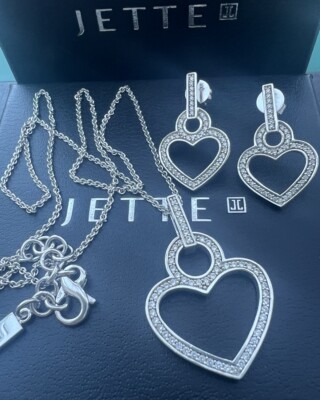 Funkelndes Jette Joop Herz Schmuck Set Kette & Ohrringe 