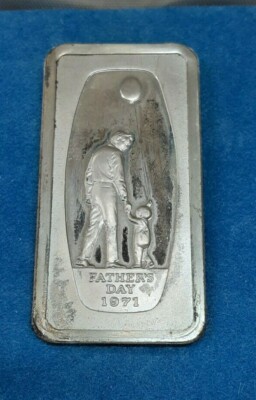 1971 Franklin Mint Fathers Day 1000 Grain Sterling Silver Ingot in
