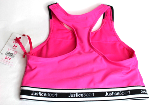 Justice Girls 2 Pc Longline Zip Bikini Fuchsia Size Medium (10) New - Picture 5 of 9