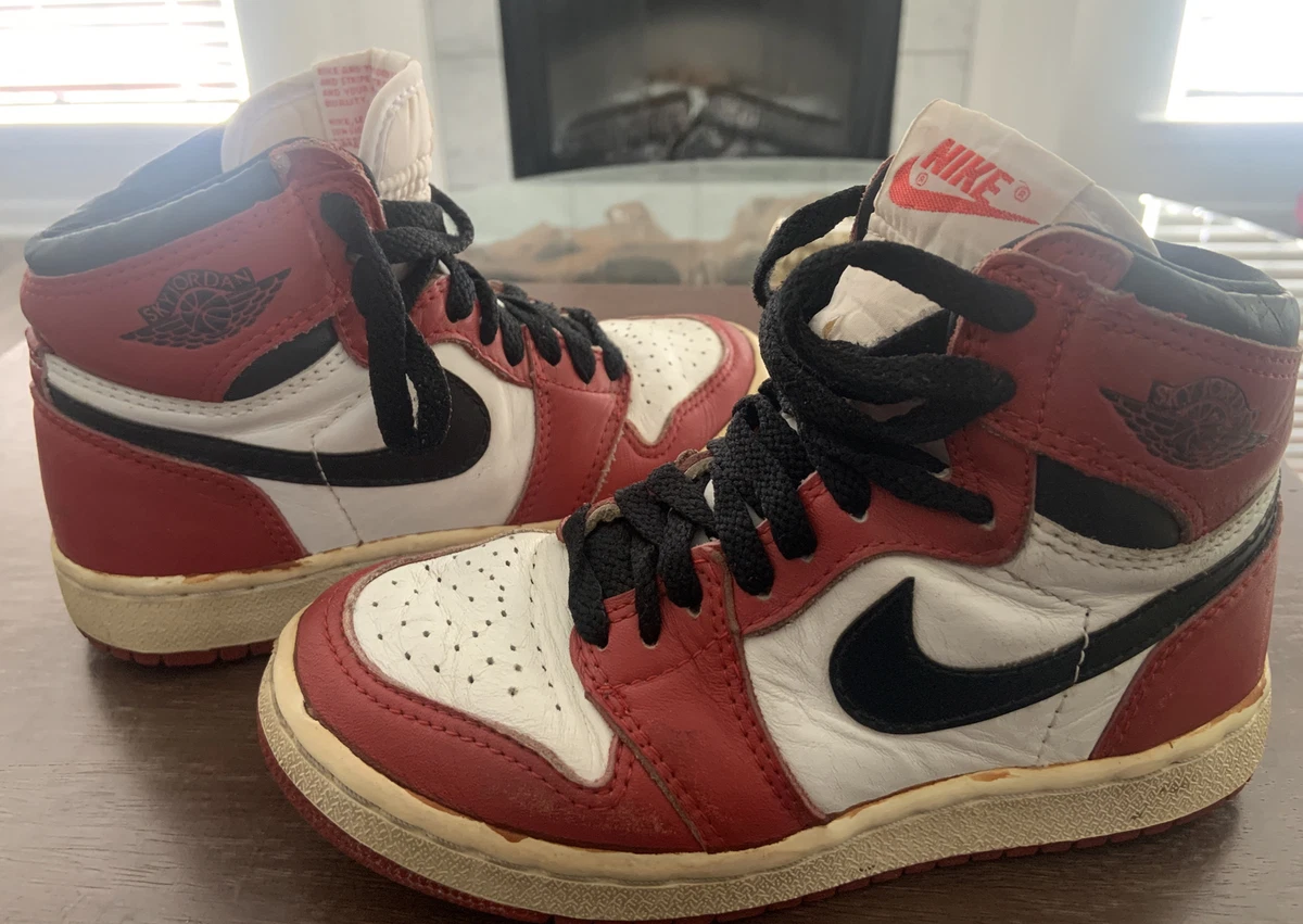 OG 1985 Nike Air Sky Jordan 1 Chicago Red wht Blk 85 Holy Grail Kids movie eBay