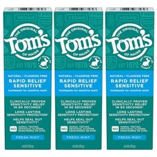 Fluoride-Free Rapid Relief Sensitive Toothpaste, Fresh Mint, 4 oz. 3-Pack Pa...