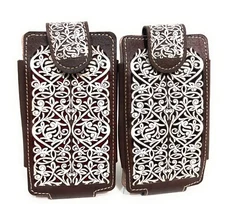GENUINE LEATHER WESTERN PHONE CASE XL, FUNDA VAQUERA DE CUERO