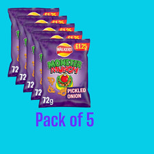 MONSTER MUNCH CRISPS SHARE BAGS PACK OF 5 Sweet n Spicy, Pickled Onion,Roastbeef