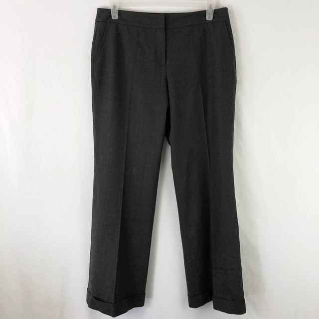 J. Crew Women's Dress Pants Size 12 Gray Favorite Fit Cuffed Lined Wool