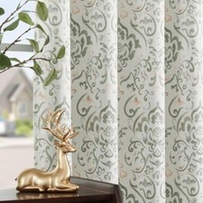 Sage Floral Damask Blackout Curtains 84 Inches 52"W x 84"L Pack of 2 Green