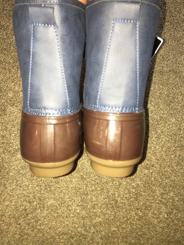Botas de lluvia Charles Albert para mujer talla 10 azul marrón goma/cuero vegano barro - Imagen 6 de 12