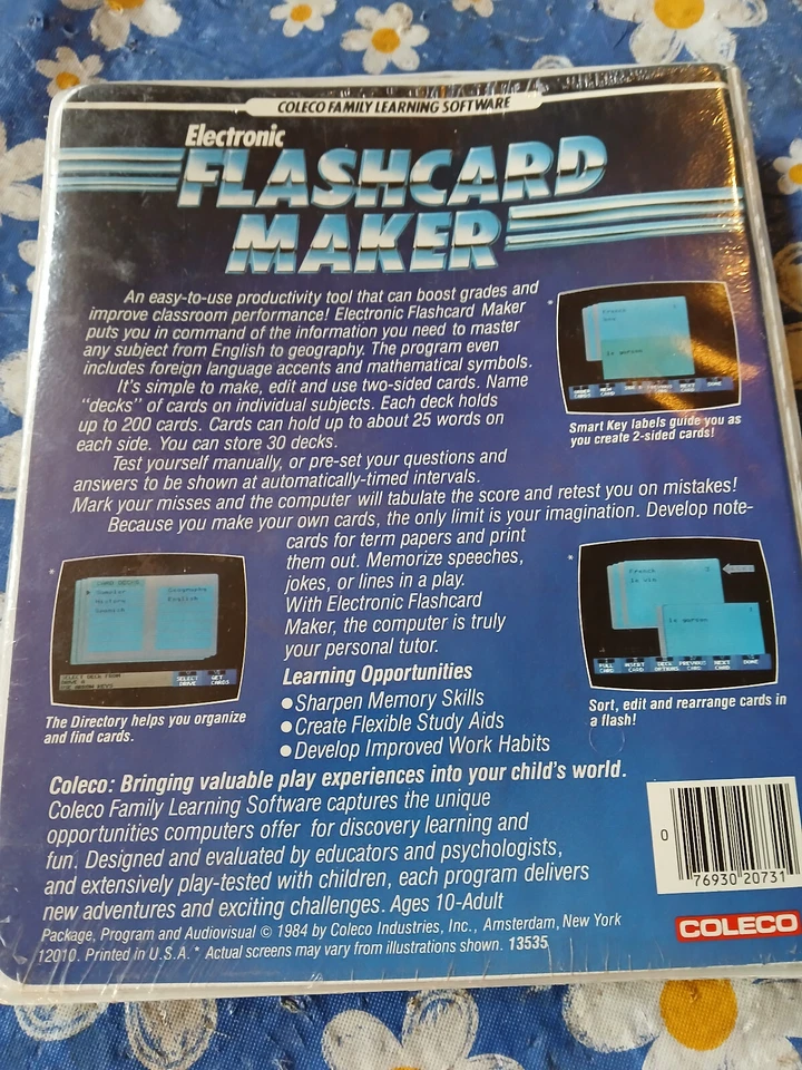 Electronic Flashcard Maker (Coleco Adam 1984) ColecoVision Software NEW SEE PICS - Image 4 of 4