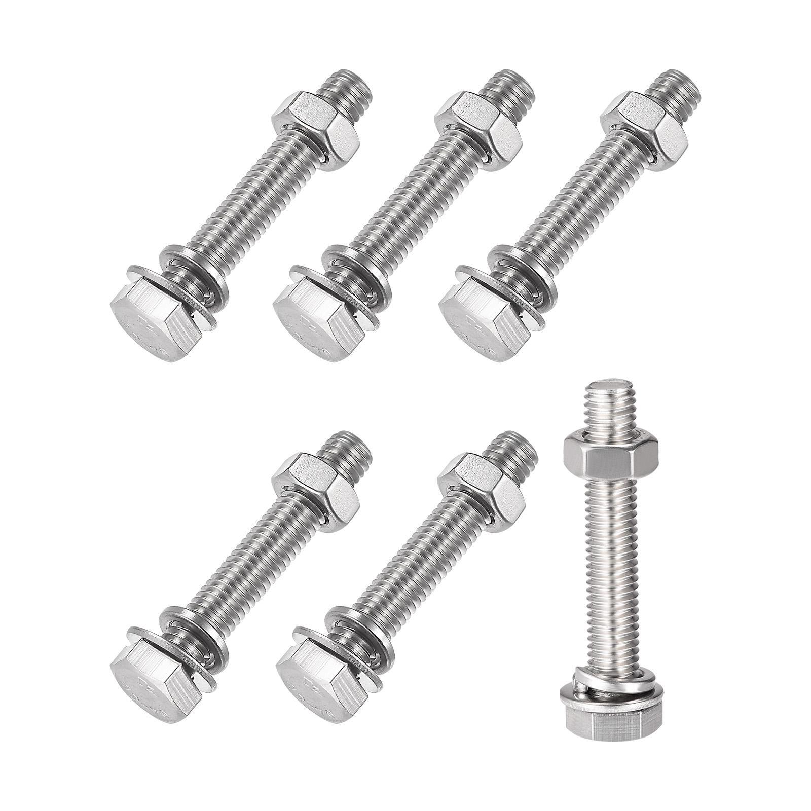Hex Head Screws Bolts, Nuts, Flat & Lock Washers Kits (M8x45mm) 6Sets
