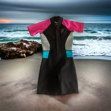 Wetsuit Swimsuit Seavenger Black Colorblock Short UV UPF 50 Size 7/8