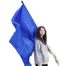 Blue Color Guard Flags with Pole- Spinning Flags for Performances Durable Fabric