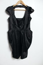 Bay Womens Vintage y2k Satin Peplum Dress - Black - Size 12 (k8)