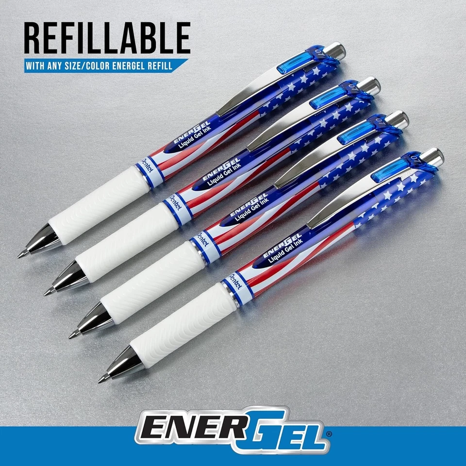 Pentel EnerGel RTX выдвижной жидкий гель ручка, флаг баррель, черные чернила, упаковка из 8 - Изображение 4 из 4