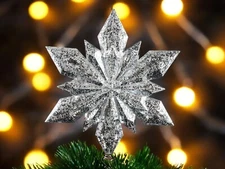 12.6" Mercury Silver Snowflake Tree Topper Christmas Holiday Decor