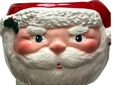 X-Mas Ceramic Santa Russ Berrie Jolly St. Nick Candy Dish/Bowl/Planter NEW VNTAG
