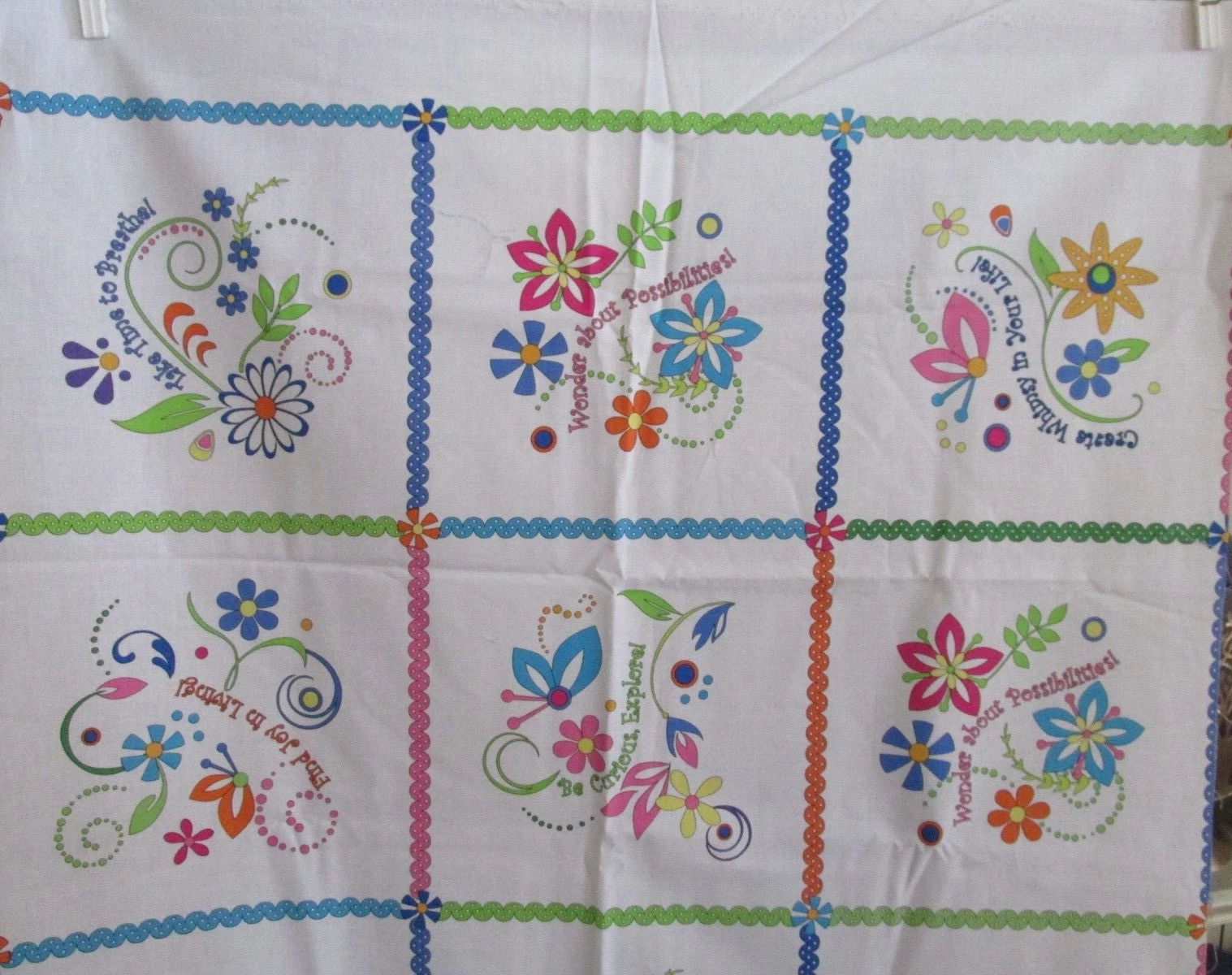 24inch x 44" Quilt Fabric panel Whimsy Fresh Water Design Schenck Flower Block image 2