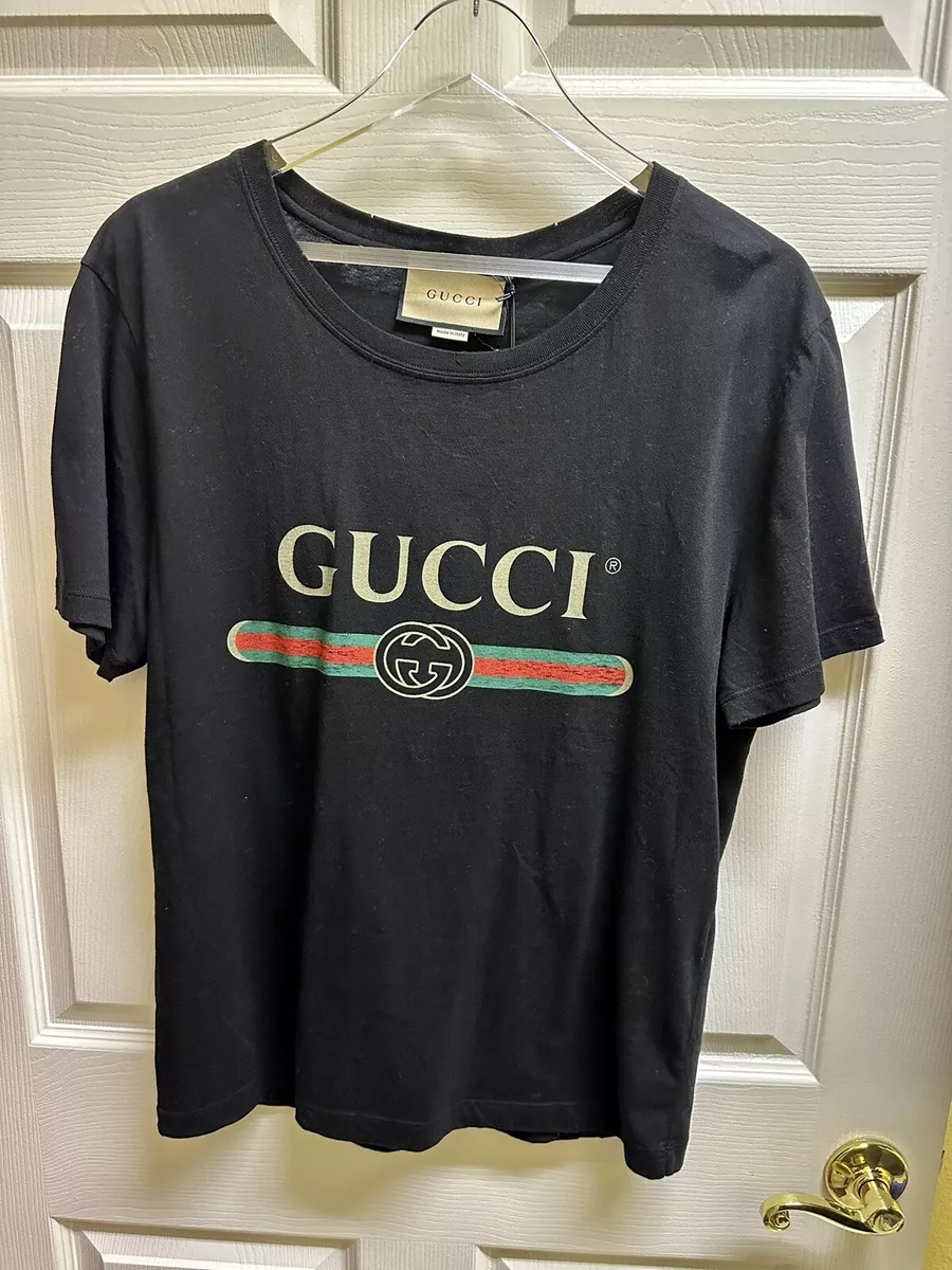 Oversize washed T-shirt with Gucci logo