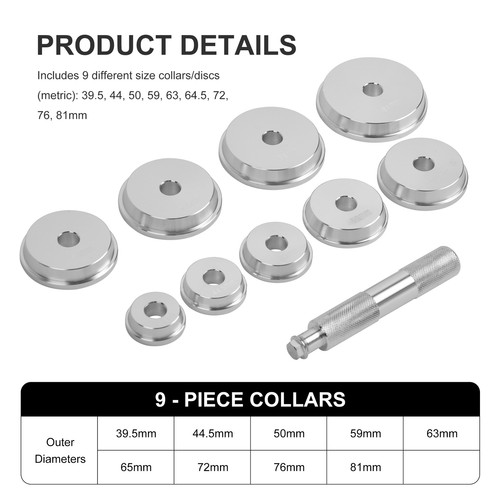 Juego de conductor instalador de cojinetes de buje profesionales de 10 piezas Kit de coche automático - Imagen 8 de 16