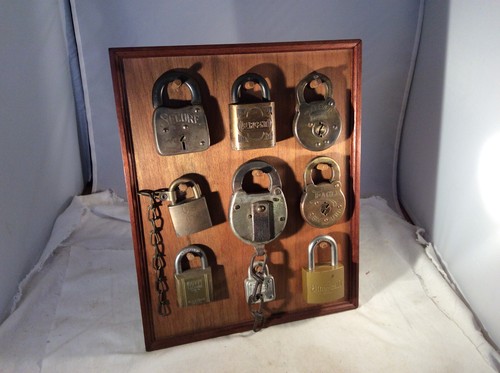 Antique Lock Display with 9 locks mounted on a custom desk stand | eBay