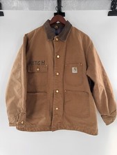 Vtg 80  s Carhartt Blanket Lined Chore Jacket Coat Men  s Sz 46 Large Corduroy