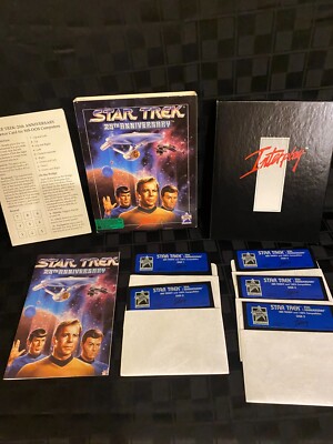 STAR TREK 25TH ANNIVERSARY IBM TANDY DOS 5.25  5-DISK SET & BOOKS 1991 INTERPLAY